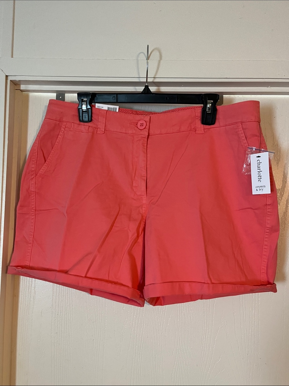 Crown & ivy Coral Pink Chino Bermuda Shorts NWT Size 14